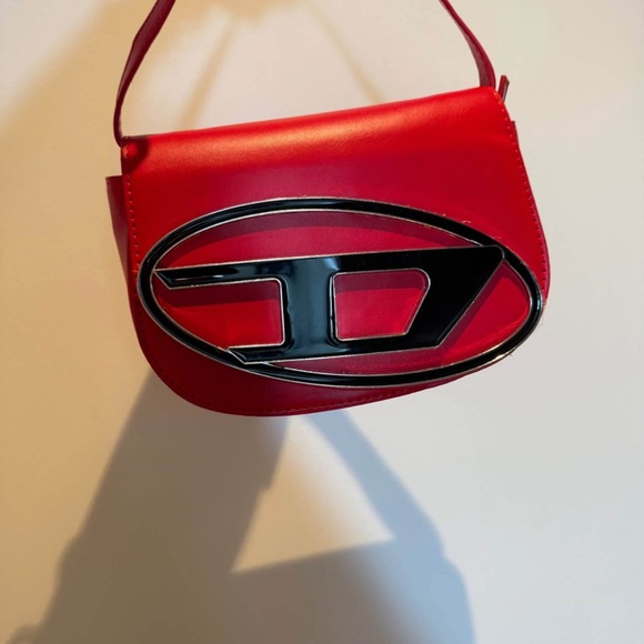 Diesel Red Shoulder Bag with Silver Accent